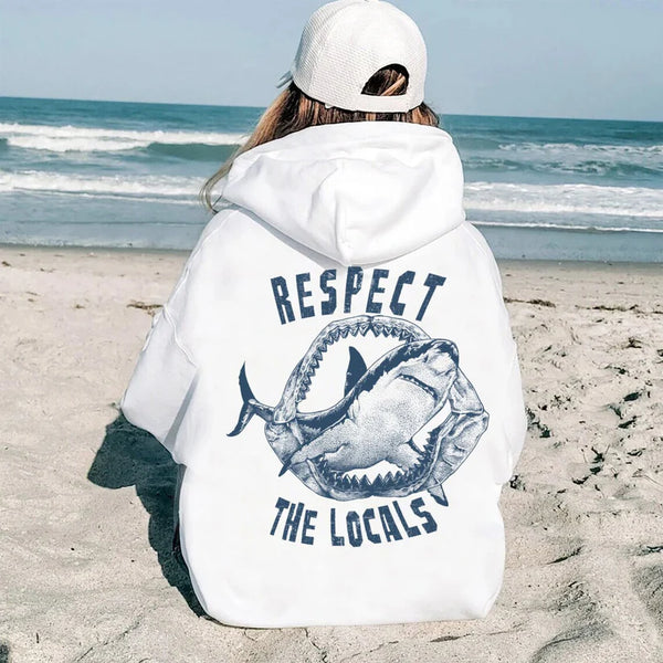 Sweat à capuche requin Respect The Locals