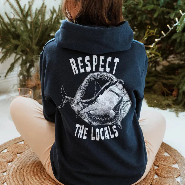 Sweat à capuche requin Respect The Locals